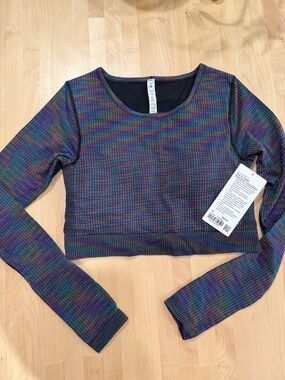 lululemon athletica Long-Sleeve Cropped Top - Navy/Purple/Green
